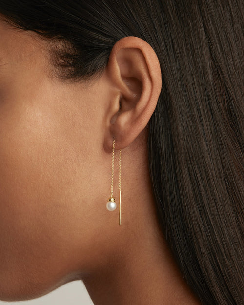 Yellow Gold Vermeil Whispers of Tranquillity Pearl Thread Earrings