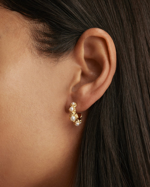Yellow Gold Vermeil Peace Within Pearl Hoops