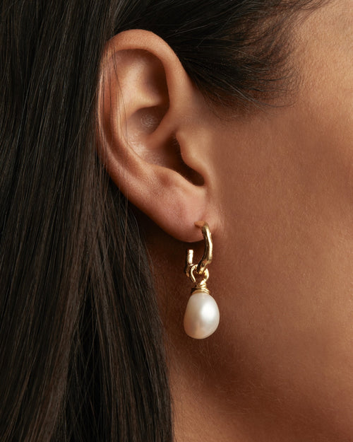 Yellow Gold Vermeil Whispers of Tranquillity Pearl Hoops