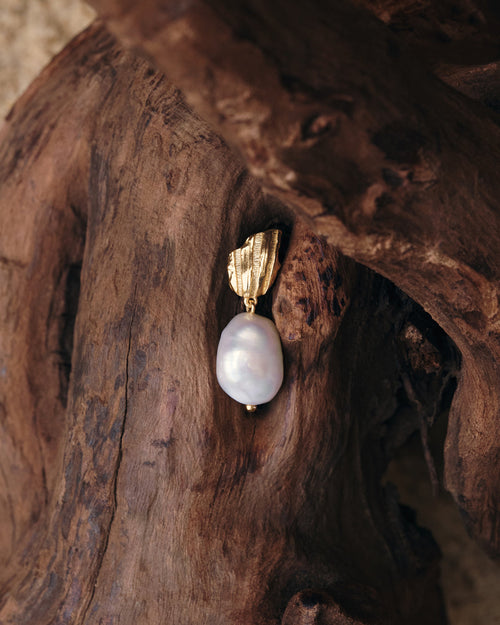 Yellow Gold Vermeil Moonlit Tides Pearl Drop Earrings