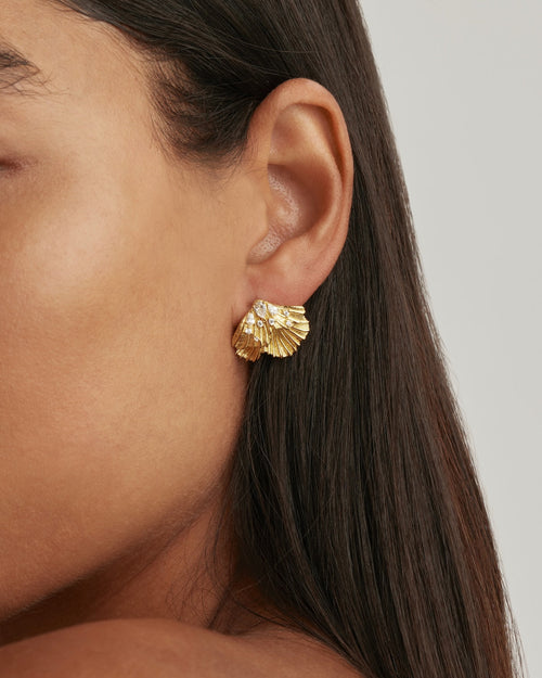 Gold Plated Ocean Whisper Statement Earrings