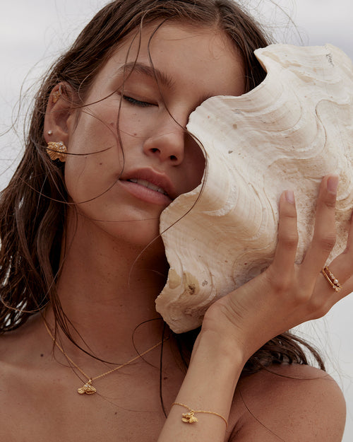 Gold Plated Ocean Whisper Statement Earrings