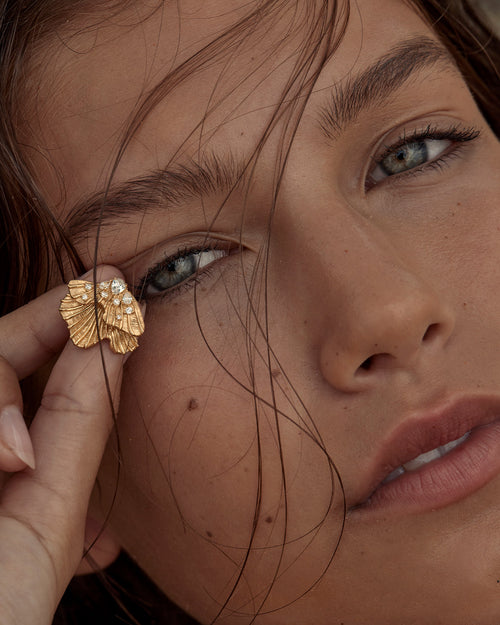 Gold Plated Ocean Whisper Statement Earrings