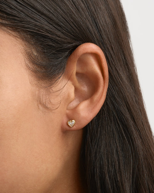 Yellow Gold Vermeil Radiant Heart Stud Earrings