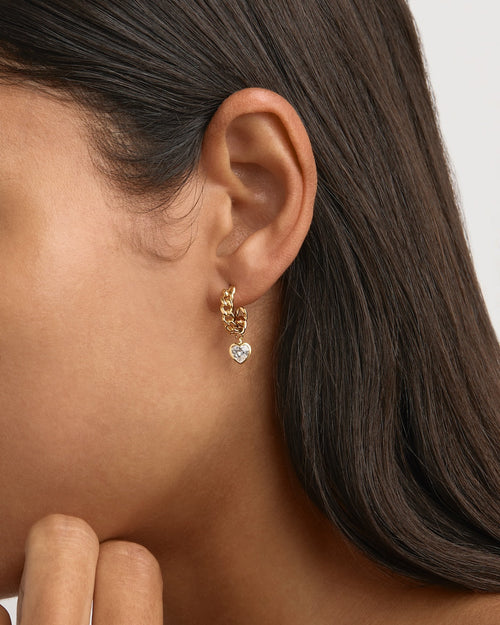 Yellow Gold Vermeil Radiant Heart Curb Hoops