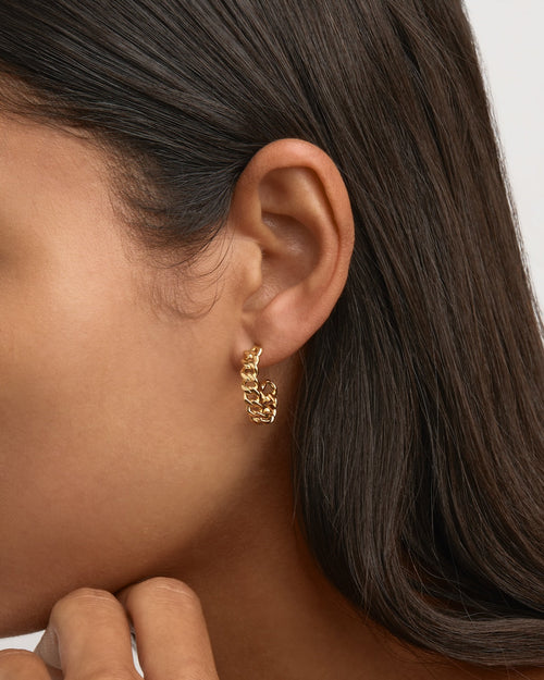 Yellow Gold Vermeil Radiant Curb Hoops