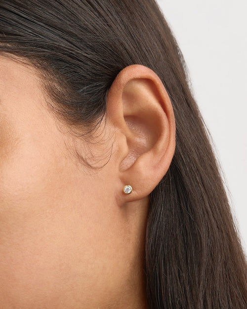 Yellow Gold Vermeil Radiant Crystal Stud Earrings