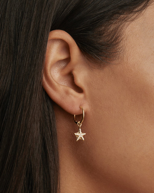 Yellow Gold Vermeil By the Sea Crystal Starfish Hoops