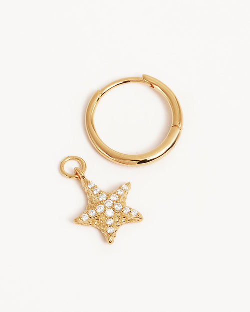 Yellow Gold Vermeil By the Sea Crystal Starfish Hoops