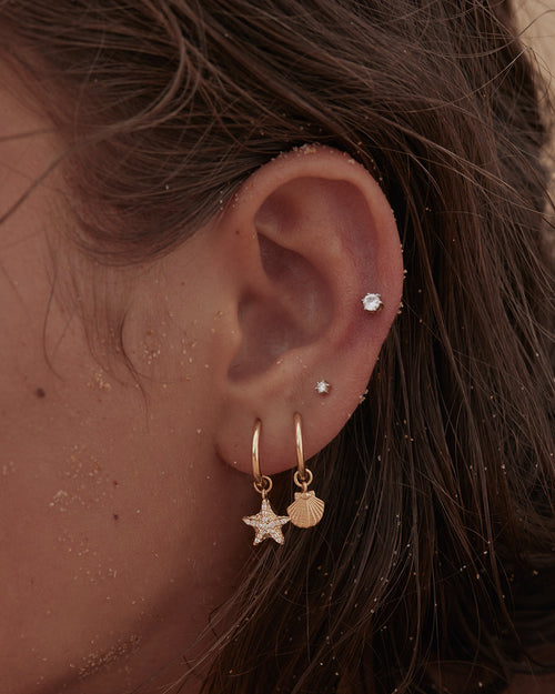 Yellow Gold Vermeil By the Sea Crystal Starfish Hoops