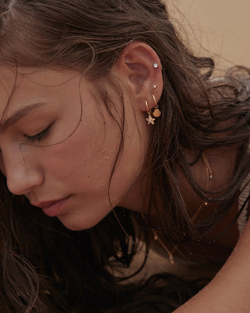 Yellow Gold Vermeil By the Sea Crystal Starfish Hoops