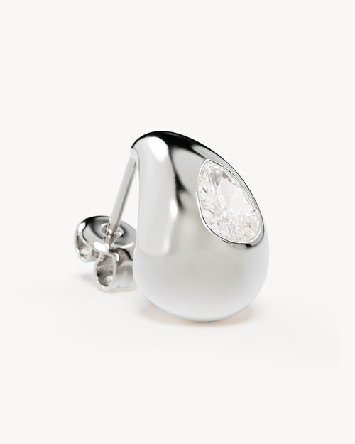 White Gold Vermeil Dewdrop Small Earrings