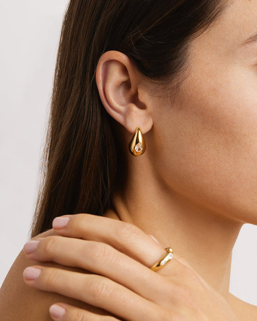 Yellow Gold Vermeil Dewdrop Large Earrings