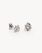 White Gold Vermeil Bloom Within Lotus Stud Earrings