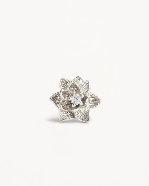 White Gold Vermeil Bloom Within Lotus Stud Earrings