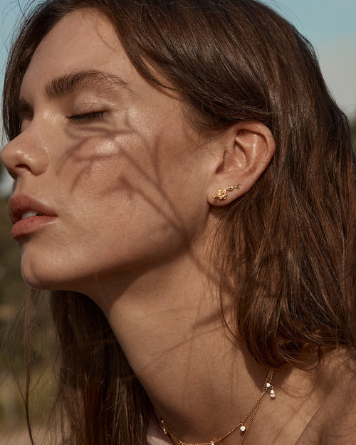 Yellow Gold Vermeil Bloom Within Lotus Ear Crawlers