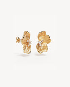 Gold Plated Serene Lotus Statement Earrings