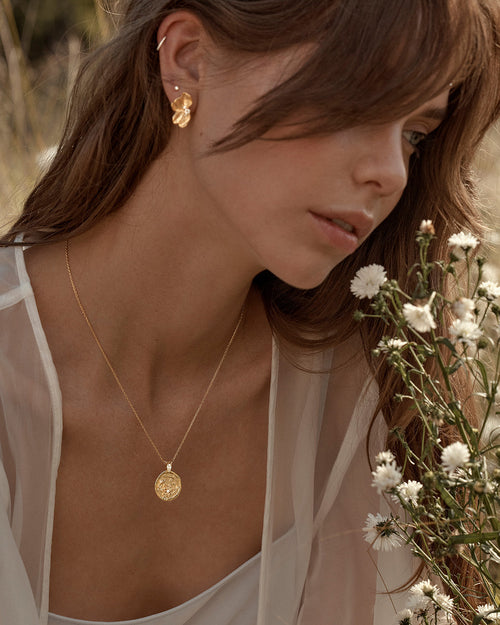 Gold Plated Serene Lotus Statement Earrings