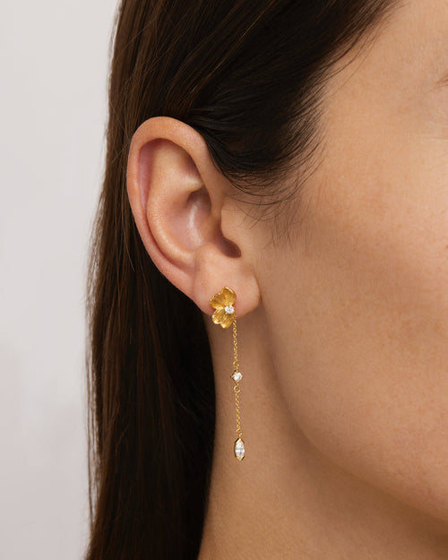Yellow Gold Vermeil Serene Lotus Chain Earrings