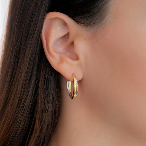 Mixed Metal Crossover Earrings