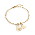 Personalized Beaded Double Heart Charm Bracelet