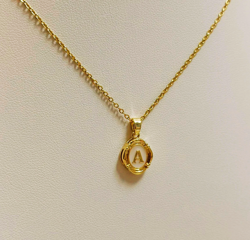 Enamel Initial Pendant Necklace