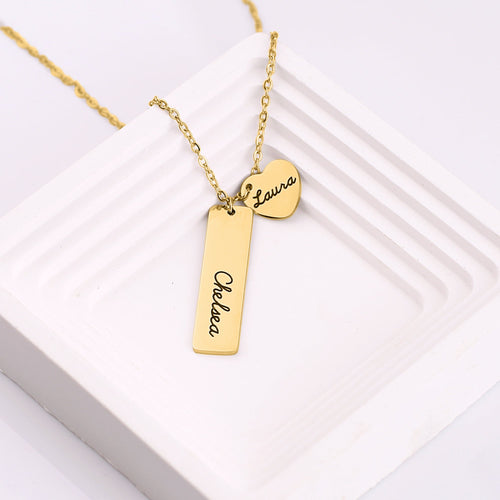 Engraved Heart Pendant Necklace • Best Friend Gift