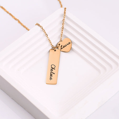 Engraved Heart Pendant Necklace • Best Friend Gift