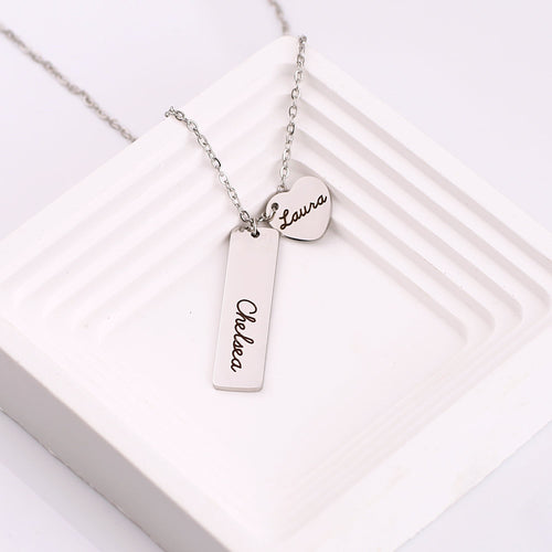 Engraved Heart Pendant Necklace • Best Friend Gift