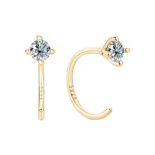 Dainty Diamond Threader Hoop Earrings