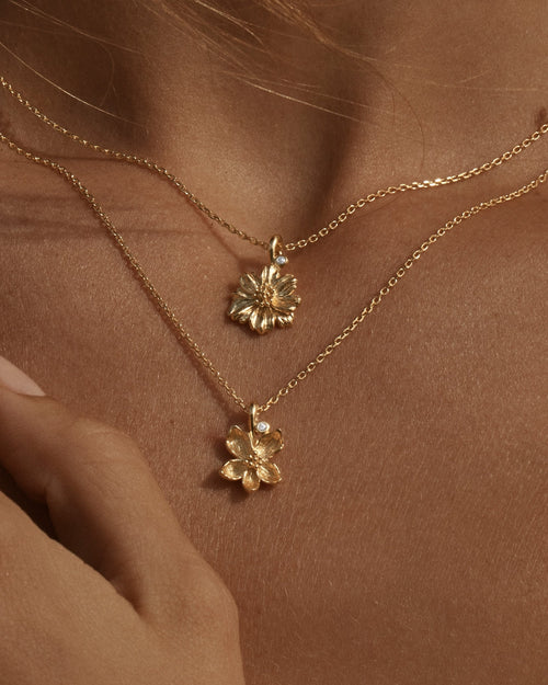 Yellow Gold Vermeil Violet February Birth Flower Necklace