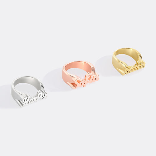 Brilliant Script Name Ring