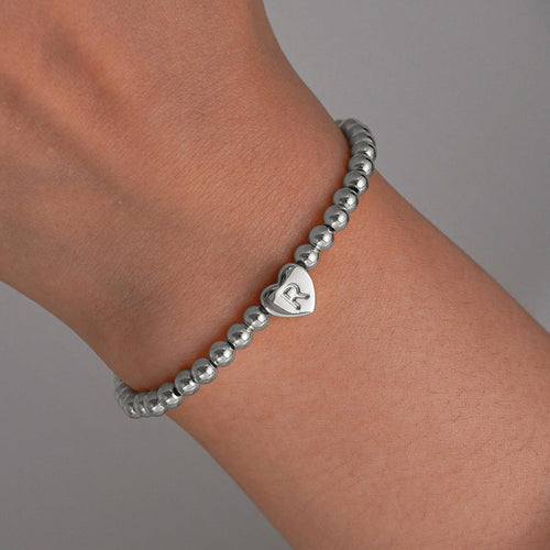 Beaded Bracelet with Heart Initial