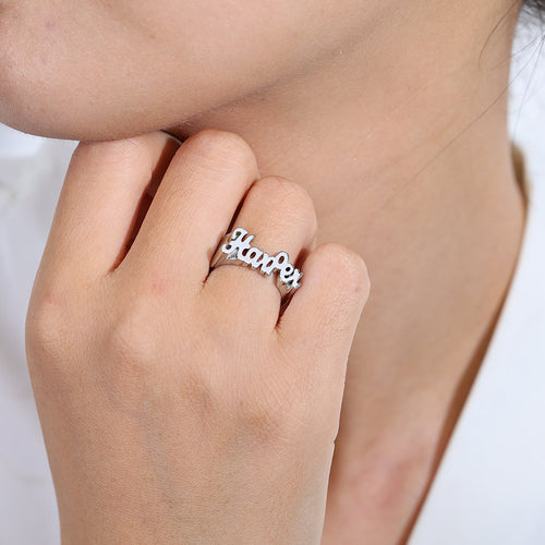 Brilliant Script Name Ring