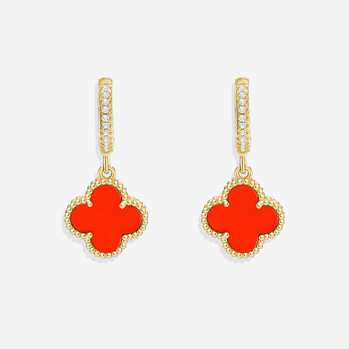 Pave Clover Drop Earrings