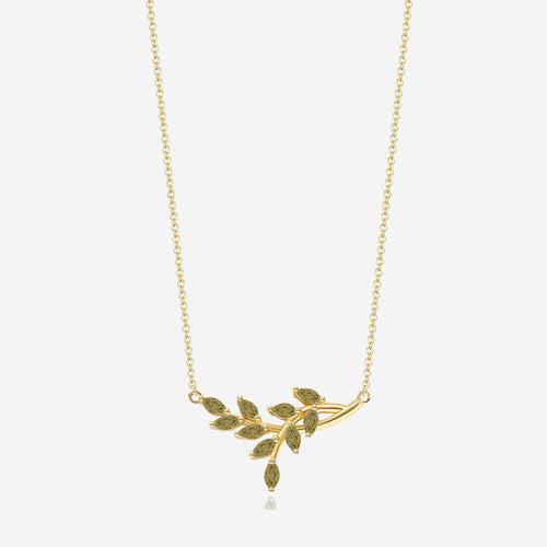 Birthstone Leaf Pendant Necklace