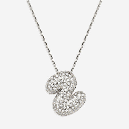 Pave Bubble Initial Necklace