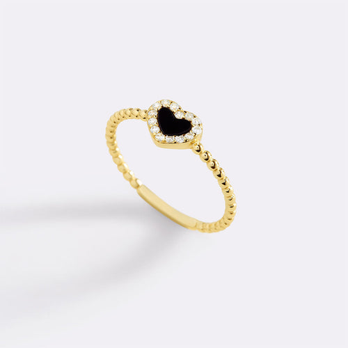 Tiny Gemstone Heart Stacking Ring