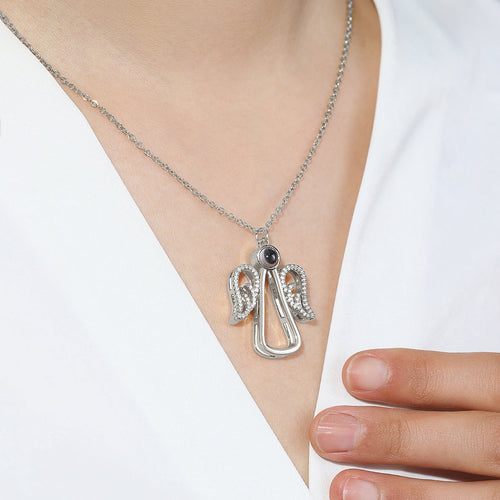Personalized Angel Photo Charm Necklace
