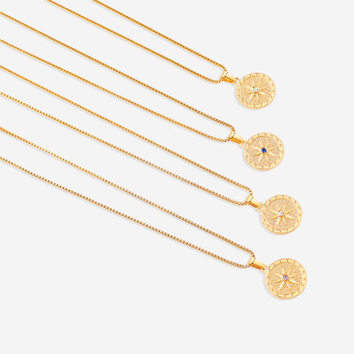 Birthstone Compass Pendant Necklace