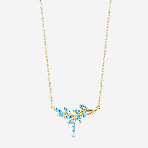 Birthstone Leaf Pendant Necklace