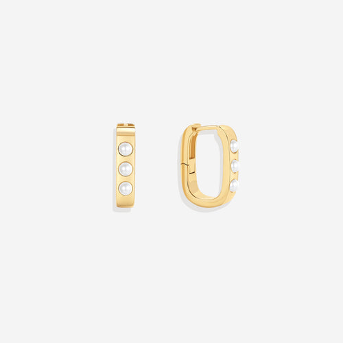 Pearl Block Statement Hoops