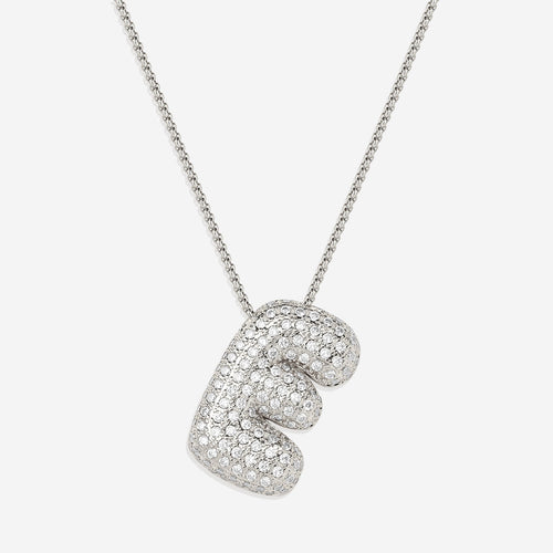 Pave Bubble Initial Necklace