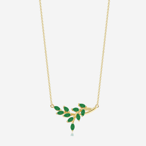 Birthstone Leaf Pendant Necklace