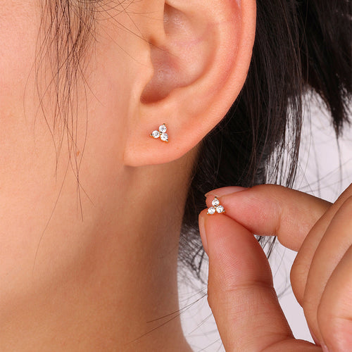 Trinity Birthstone Stud Earrings