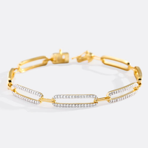 Pave Diamond Paperclip Bracelet