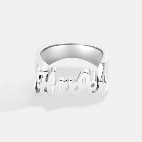 Brilliant Script Name Ring