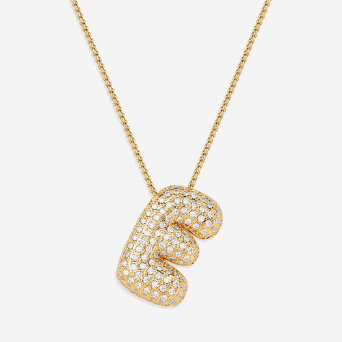 Pave Bubble Initial Necklace