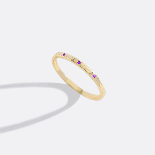 Narrow Textured Birthstone Band