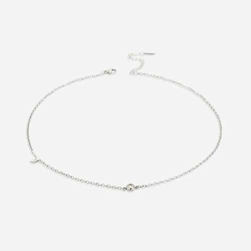 Initial Necklace with Birthstone Accent